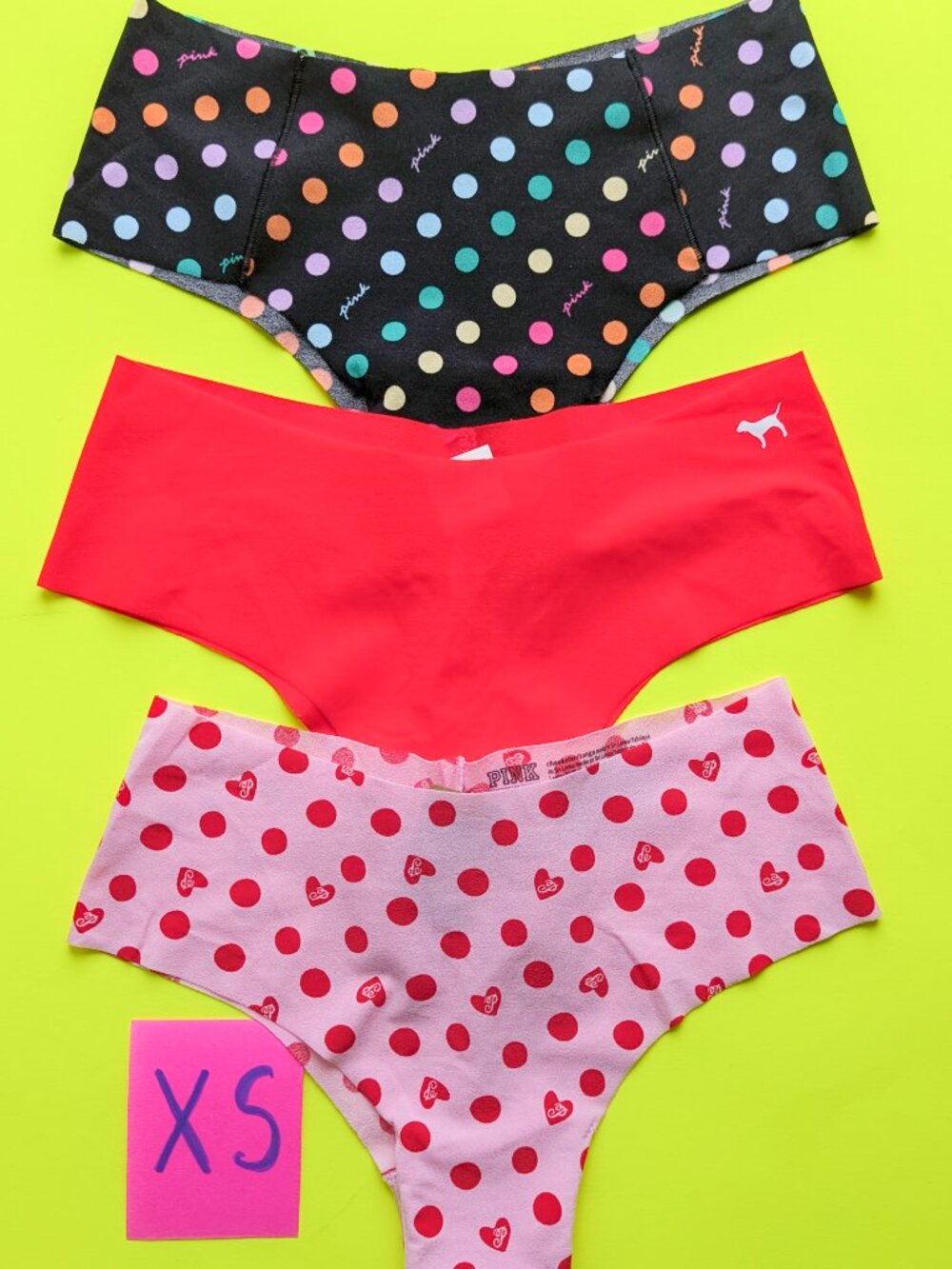 Victoria's Secret PINK Size XS Seamless Cheekster Panty Bundle - 3 pairs